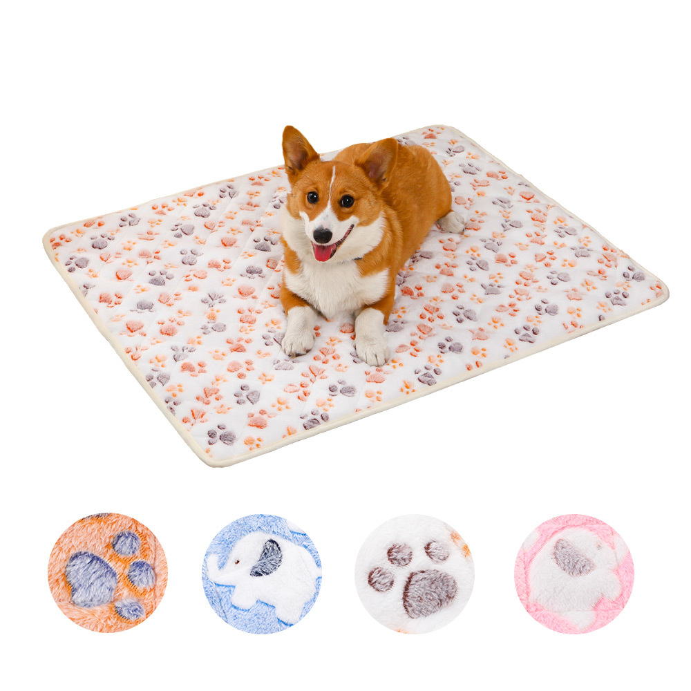 Readortextile Paw Pattern Pet Mat Soft Fluffy Pet Blanket Flannel Throw For Dog Puppy Cat