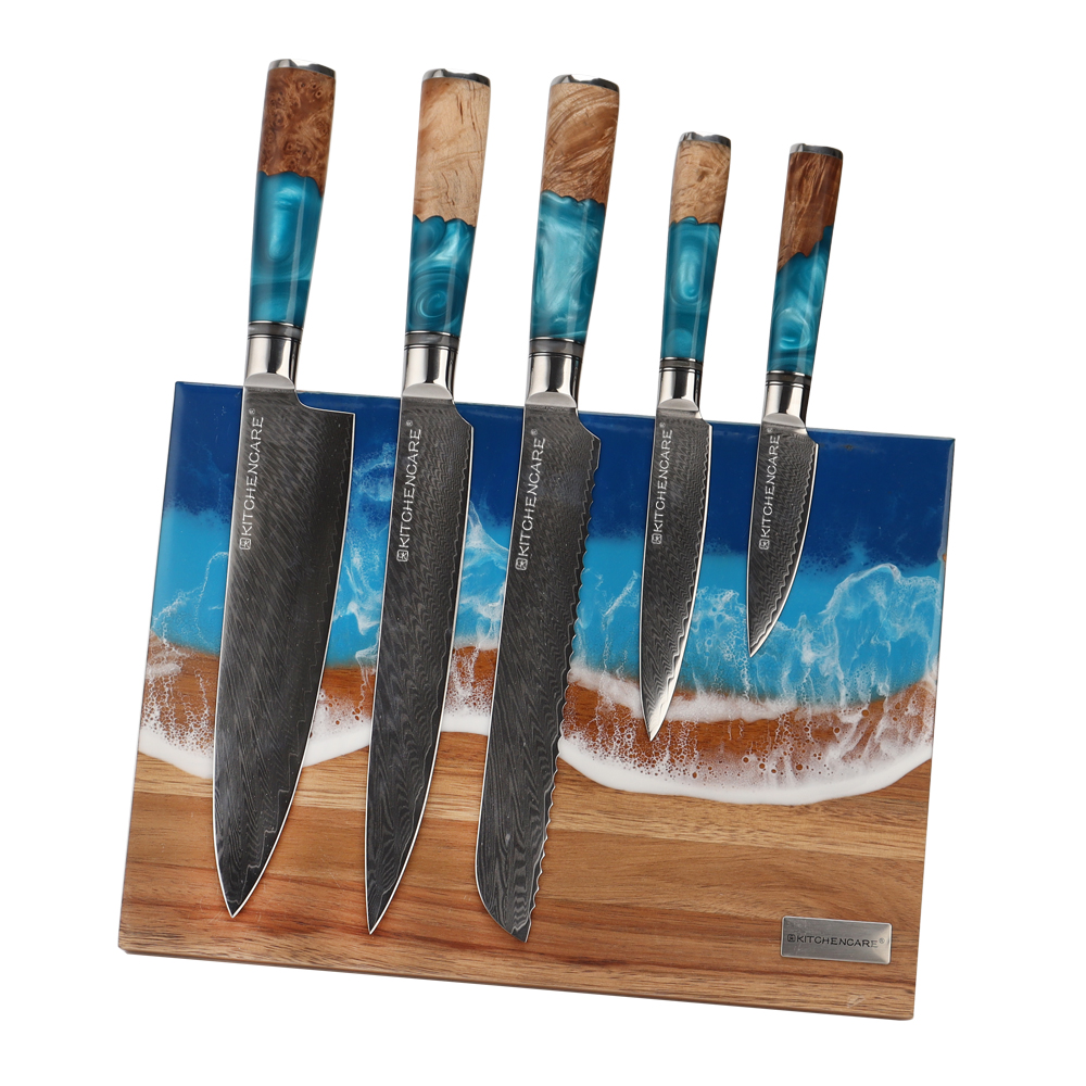 Hip-home 5pcs knife block set kitchen Damascus steel knife set