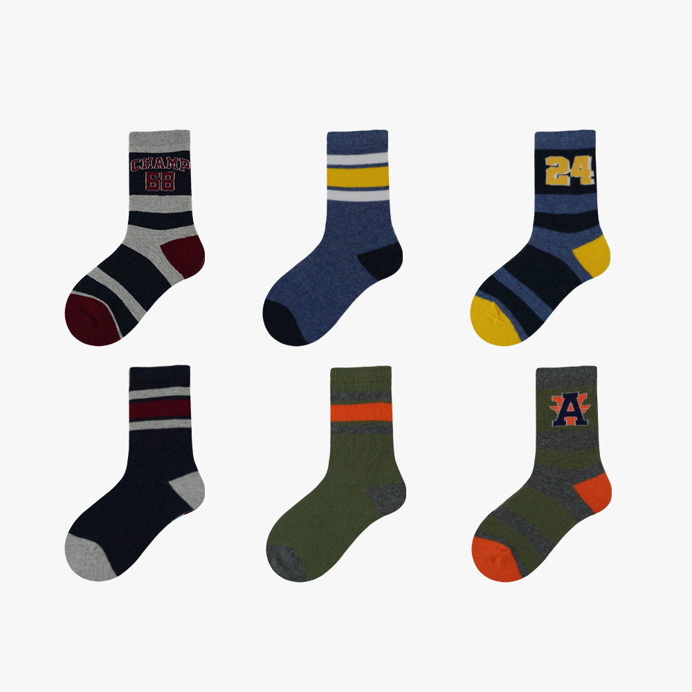 6pk Boys Cotton Crew Socks Football Sock