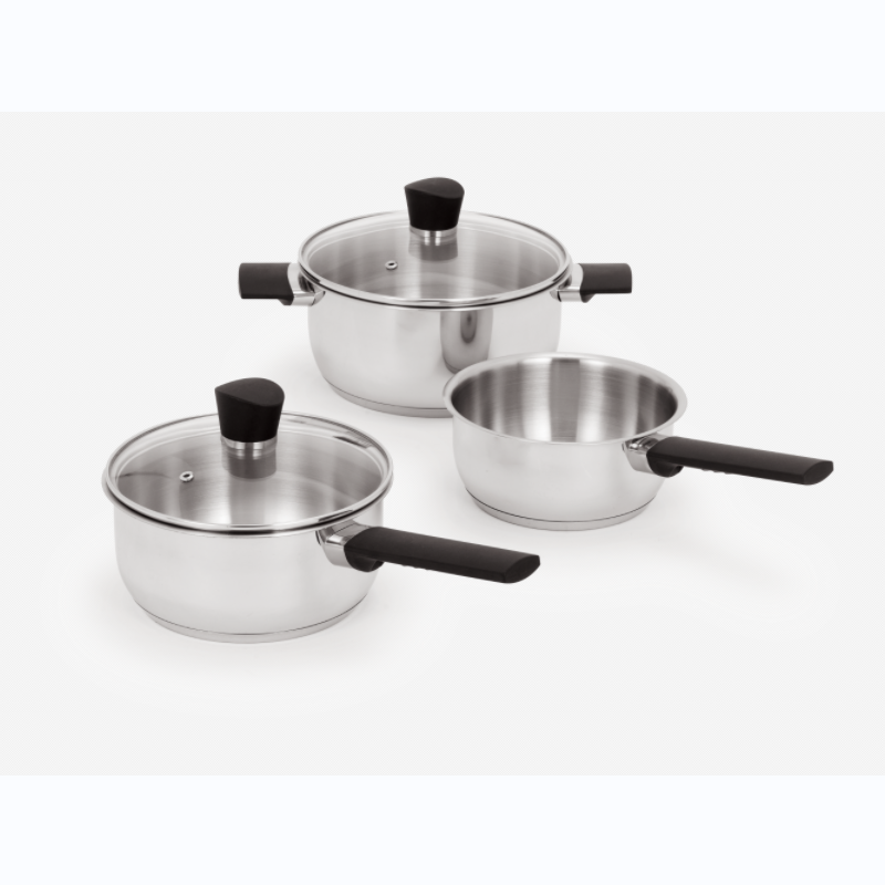 Household 5pcs Stainless Steel Cookware Set with Bakelite Handle- Glass Lid