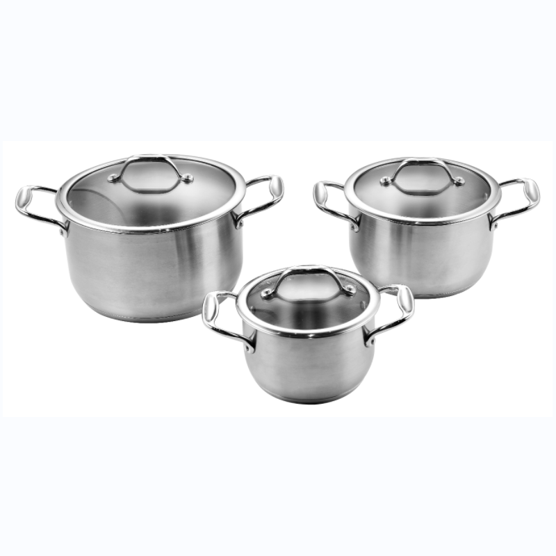 Household 6pcs Stainless Steel Cookware Set with Zinc Alloy Handle-Glass Lid