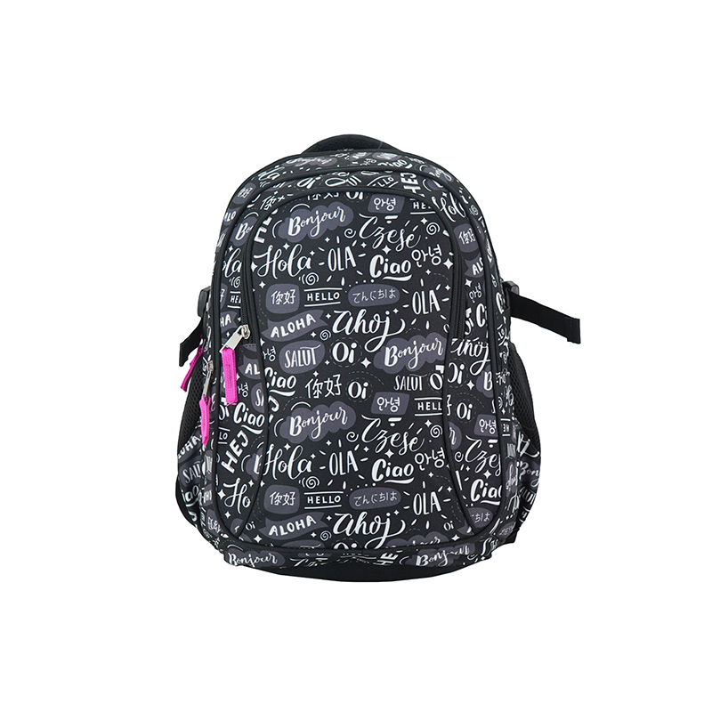 Hot selling Haslor large volume trend black print fashion teen student bag