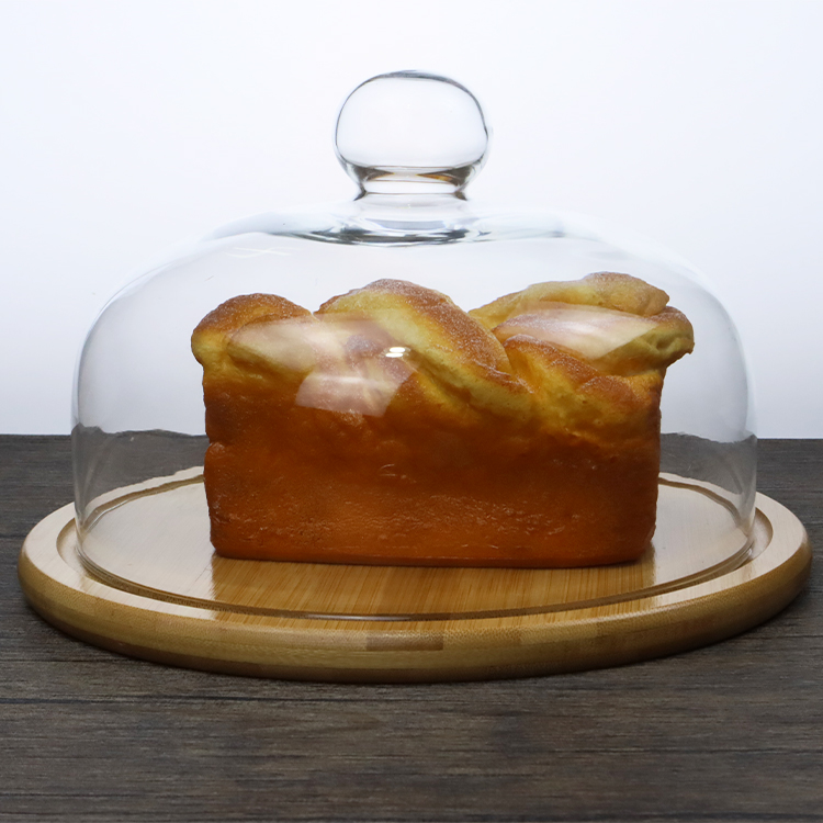 Factory Wholesale Cake Plate with Dome Wood Cake Stand with Glass Dome Cake Dome
