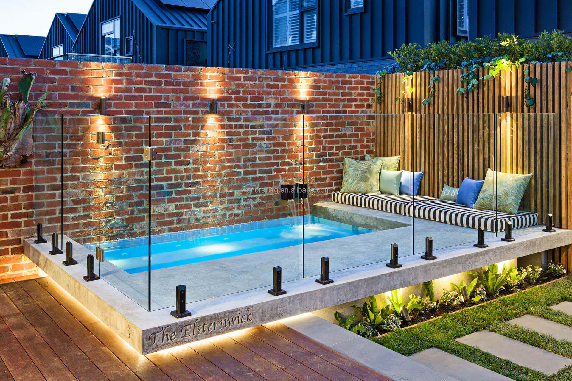 YL easy DIY glass black 316 spigot glass pool fence balustrade