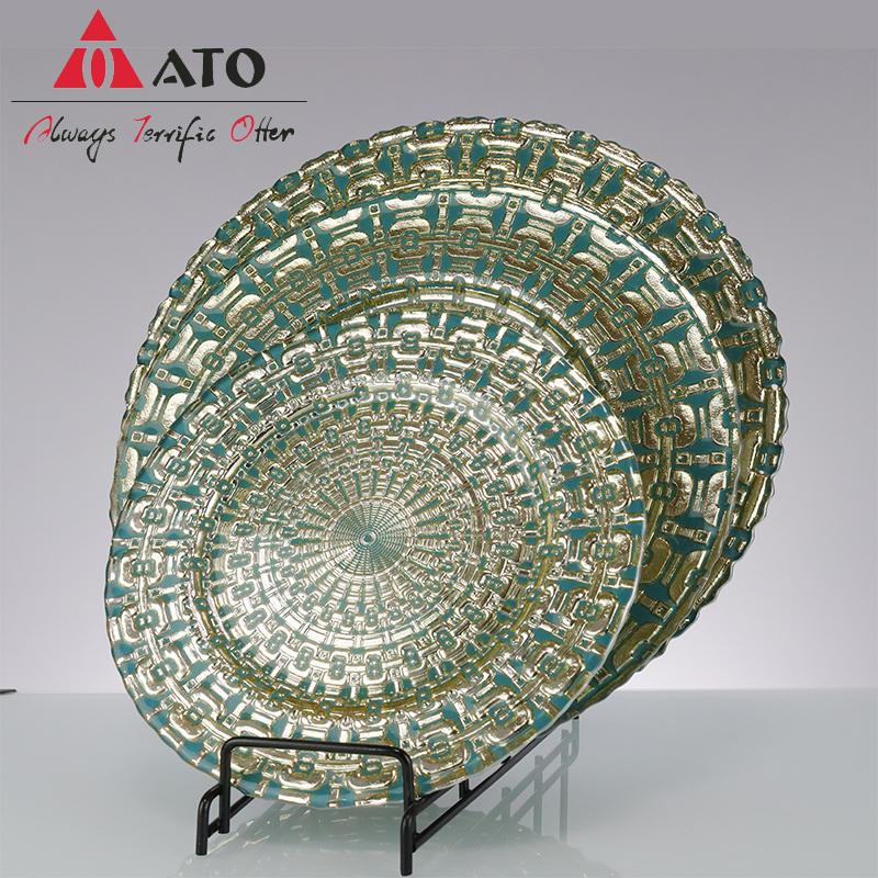 Color chain pattern glass plates Round Fruit Salad Breakfast Dinner Plates