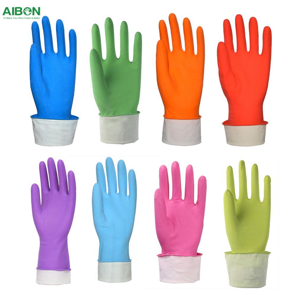 Spray flocklined Custom latex household gloves Glove manufacturing
