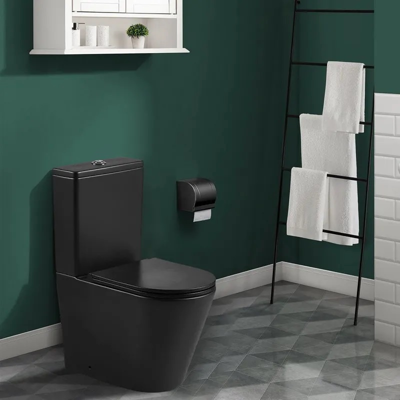 European bathroom black two pieces western style cheap black toilets piss wc p trap black toilet
