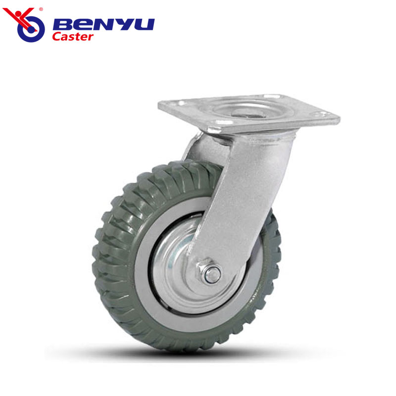 Heavy-duty polyurethane caster with tyre veins
