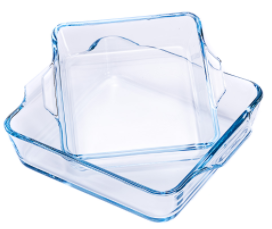 High borosilicate square glass bakeware with handle