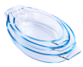High borosilicate oval glass bakeware with handle