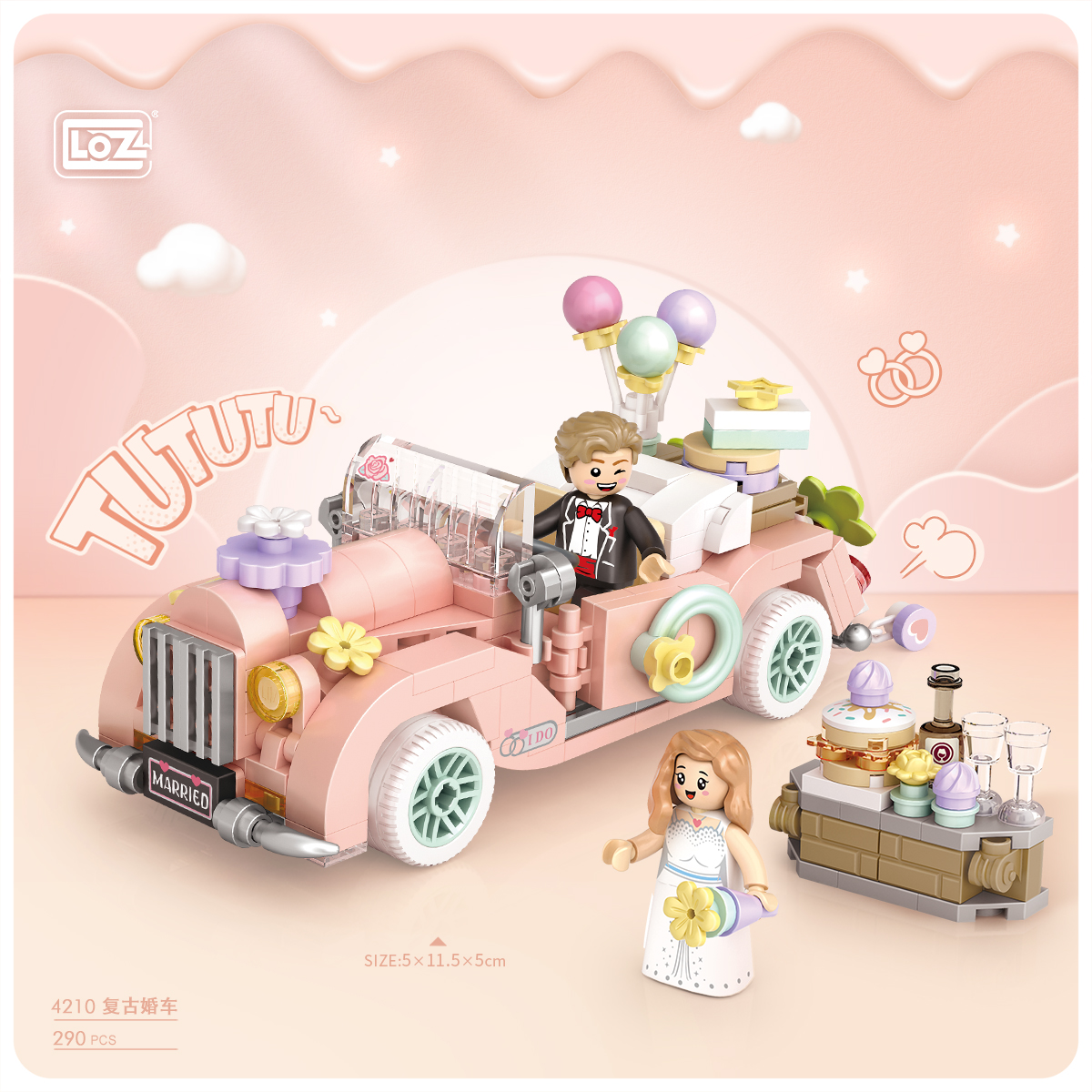 LOZ Mini Building Block Toy - Vintage Wedding Car