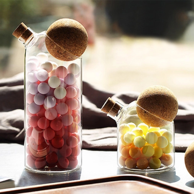 Cork ball lid high borosilicate glass storage jar