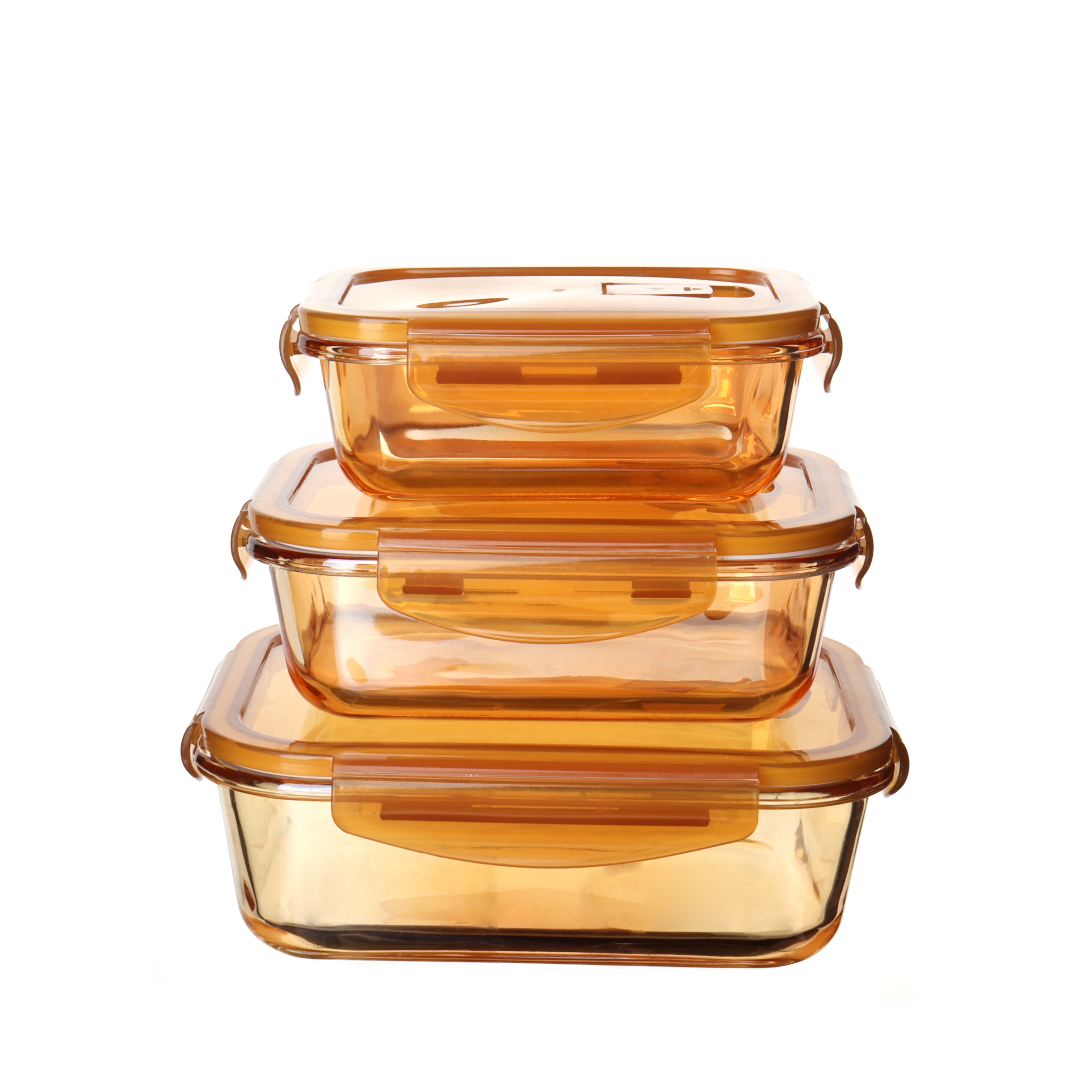 High borosilicate amber glass rectangular airtight storage container