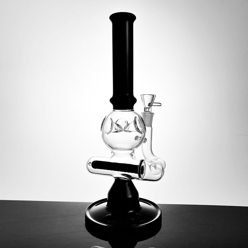 Glass Bong Straight Glass water Pipe Smoke tool New Design Black color inline filter