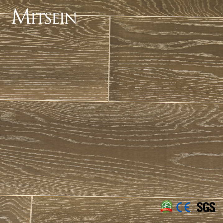 Mitsein Brown Oak 3 Layer 1-Strip Brushed Engineered Wood Flooring/2200/1900/1210/910mm