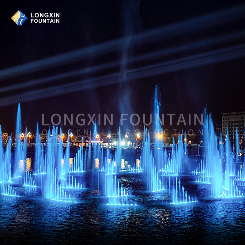 Running fountain in the lake