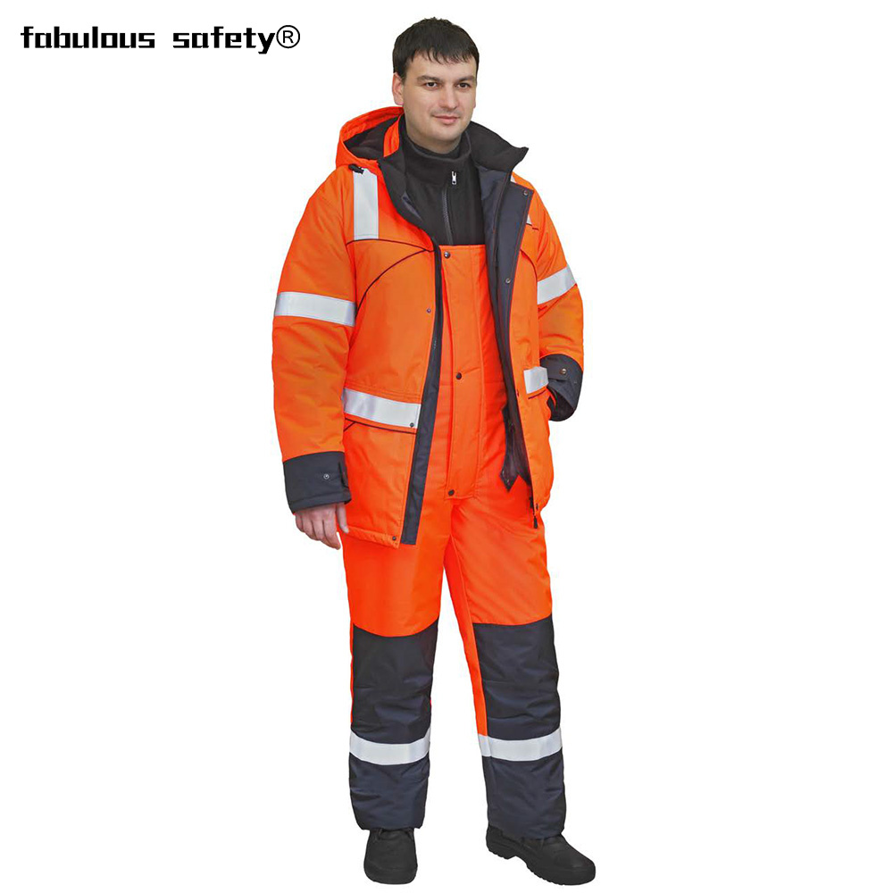 Winter Windproof Waterproof High Visibility Reflective Safety Clothing For Construction Machinery
