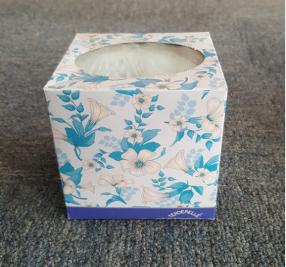 Colored cube facial tissue