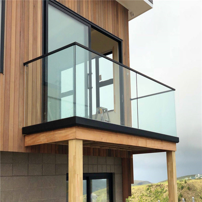 YL easy to install black aluminum u channel glass railing modern aluminum and glass balcony
