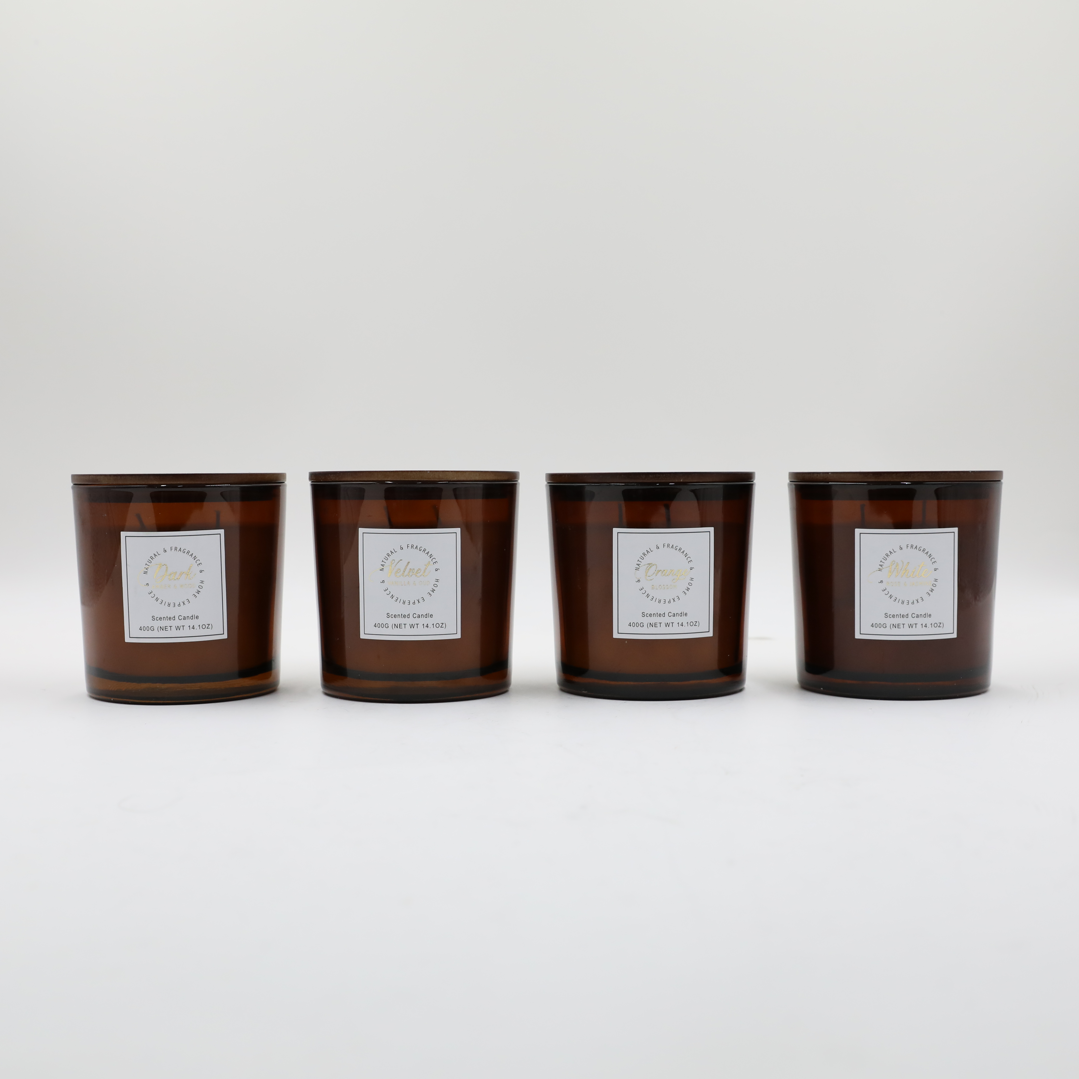 D12x12cmh Scented Decorated Glass Candle With Wooden Lid