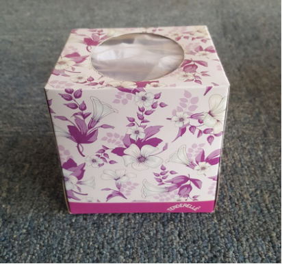 Colored cube facial tissue