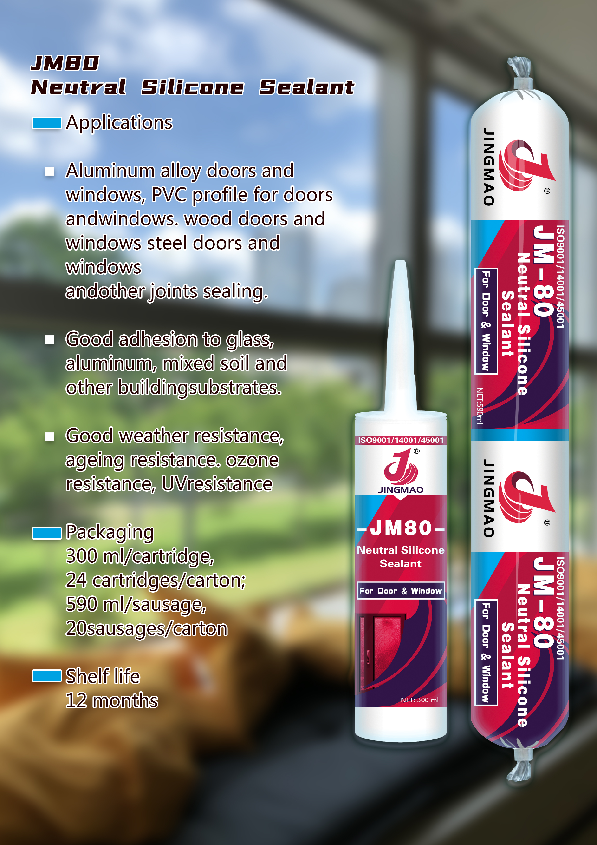 silicone sealant，joint & sealaing of window, door and building& construction
