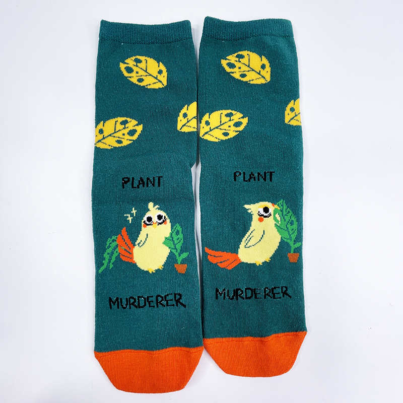 Knitted cotton jacquard socks for women