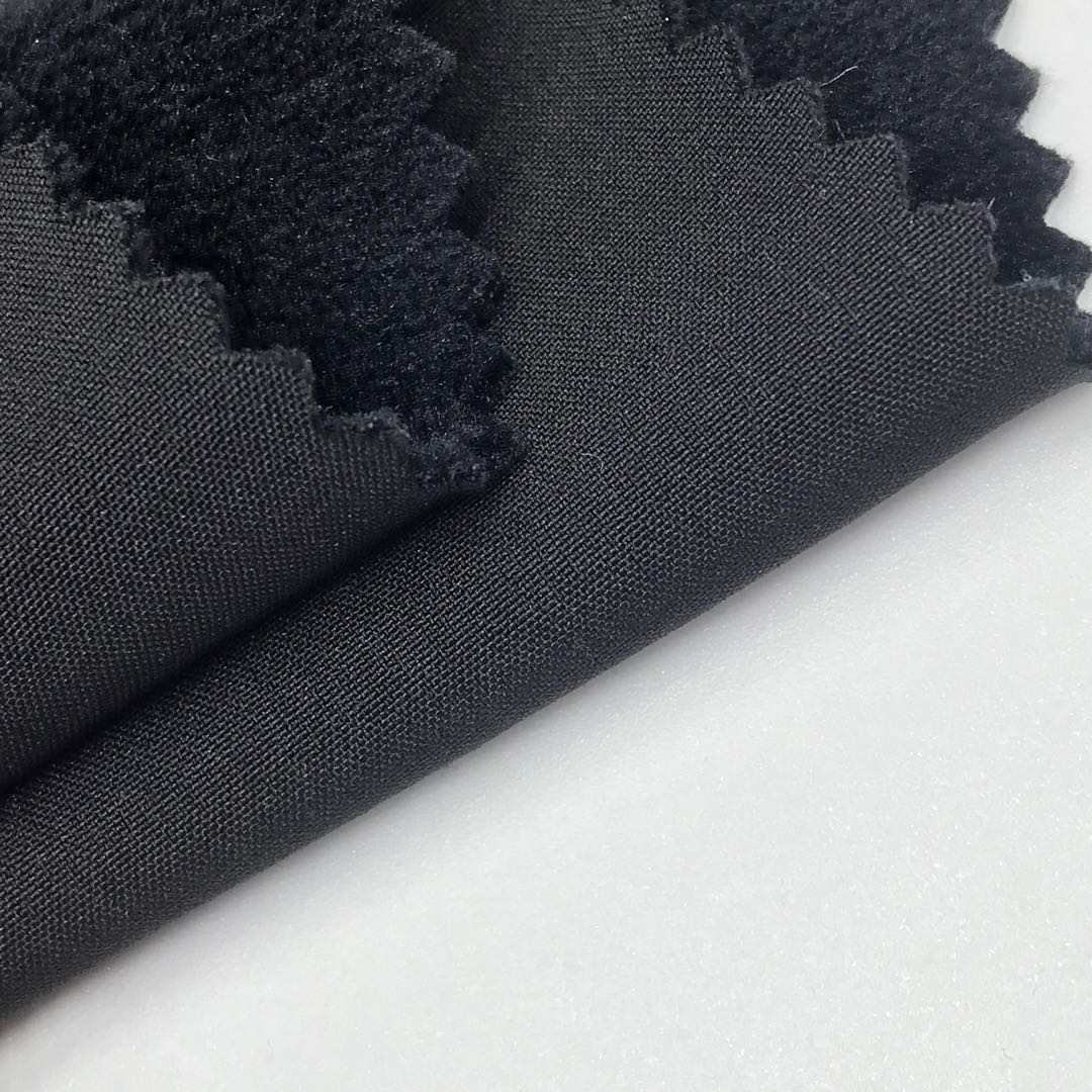 100D four way stretch bonded micro polar fleece softshell fabric