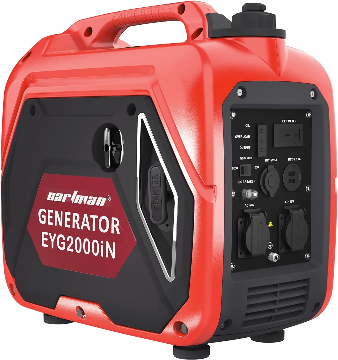 CARTMAN Gas-Powered Portable Inverter Generator，2000W gas engine, Eco-Mode Feature, USB Ports