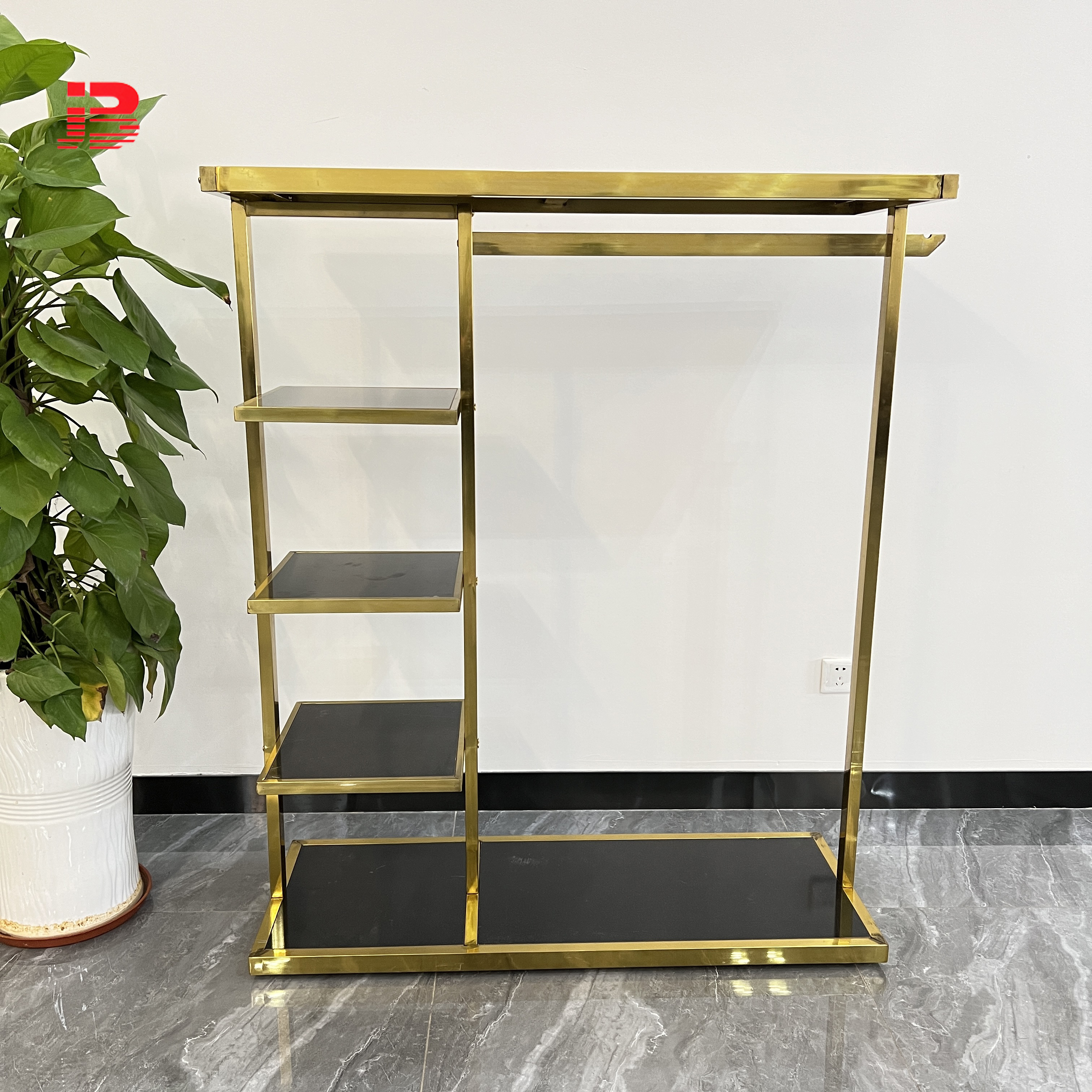 Gold-plated stainless steel coat rack display rack