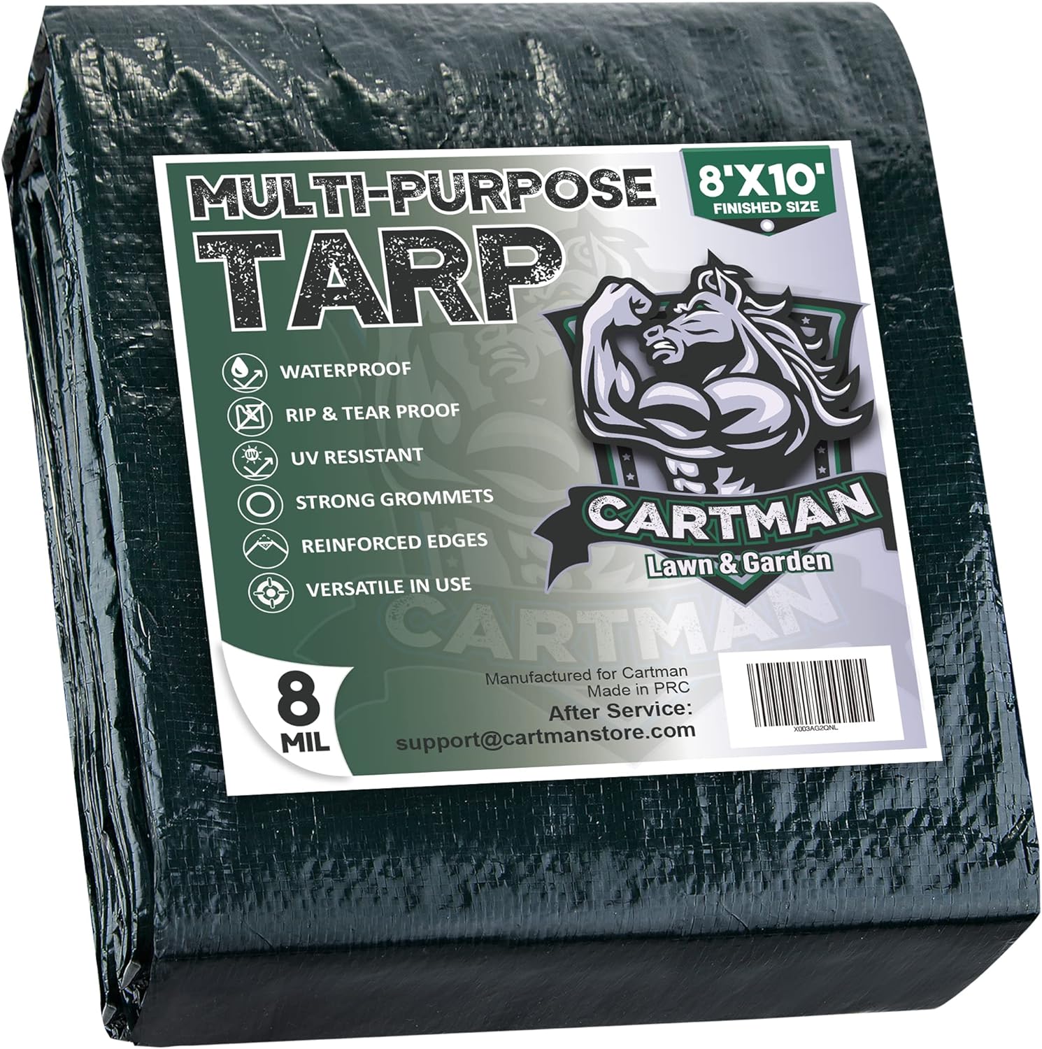 CARTMAN Finished Size 8x10 Feet Waterproof Heavy Duty Poly Tarp 100gsm
