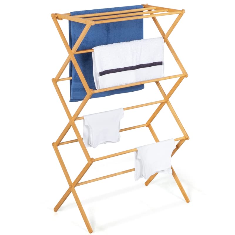 Bamboo Foldable Bamboo Accordion Clothes Dryer Drying Rack