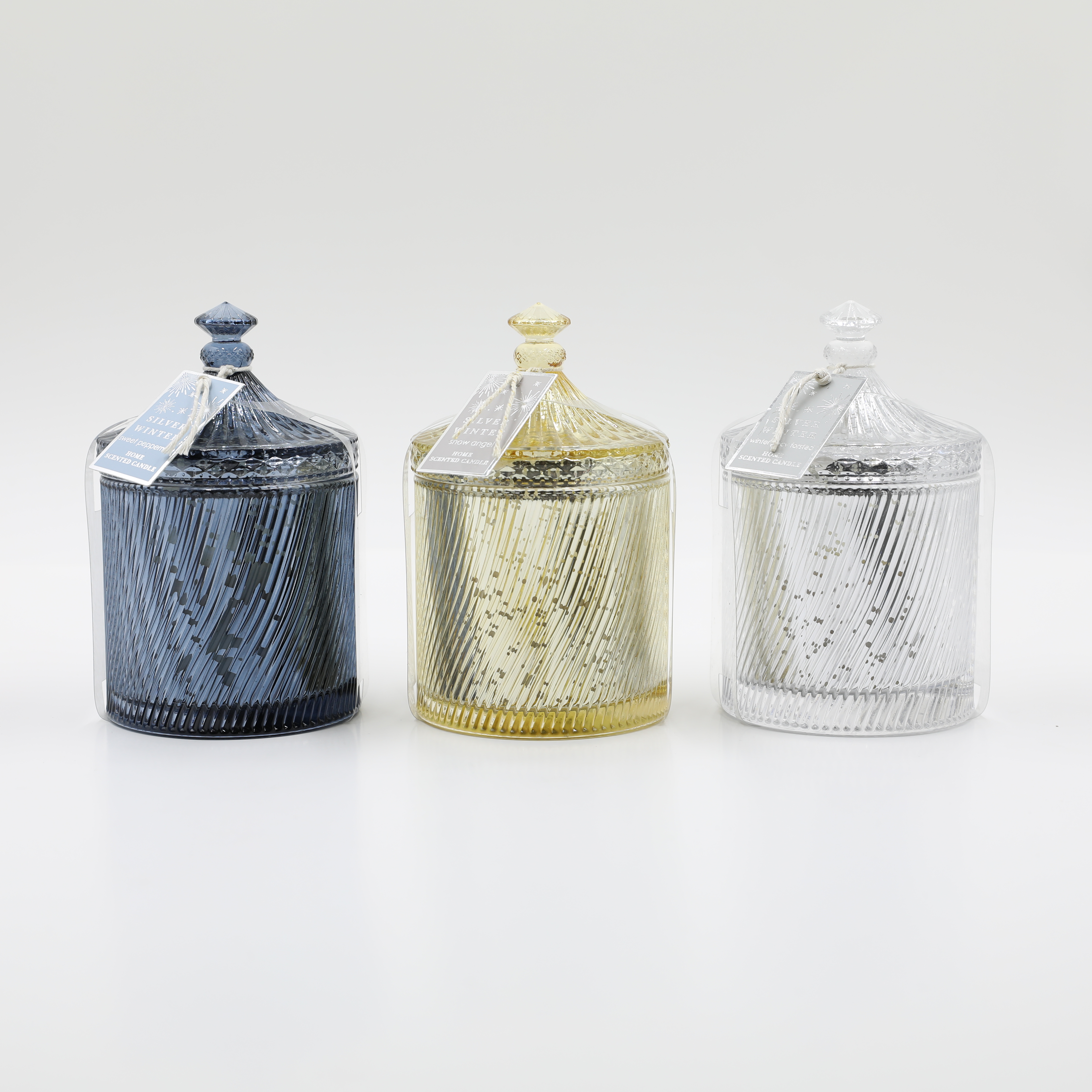 D10.5x17cmh Decorated Embossed Scented Glass Candle