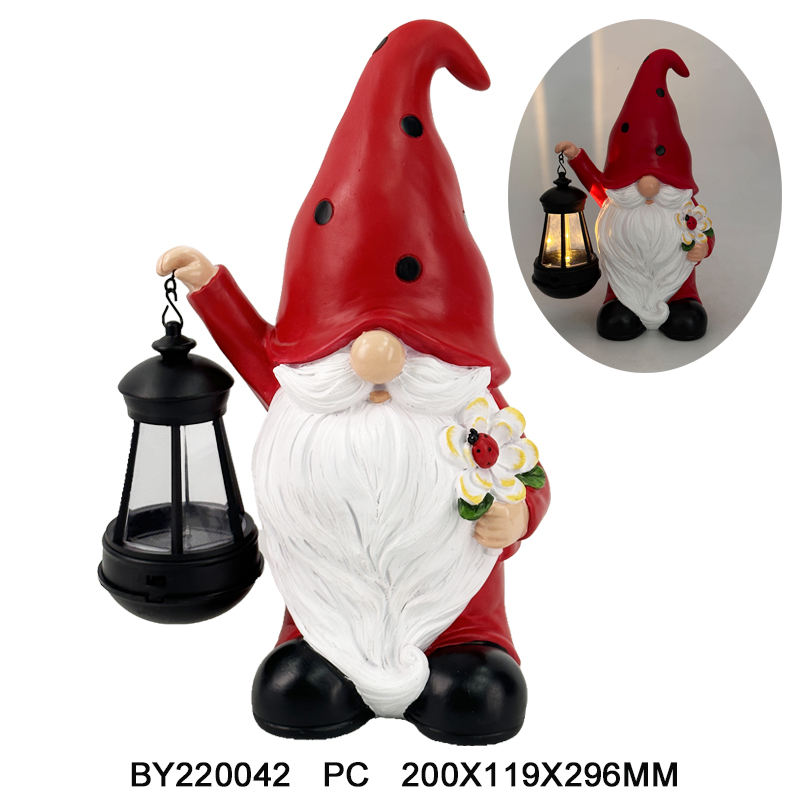 Garden gnome with solar light