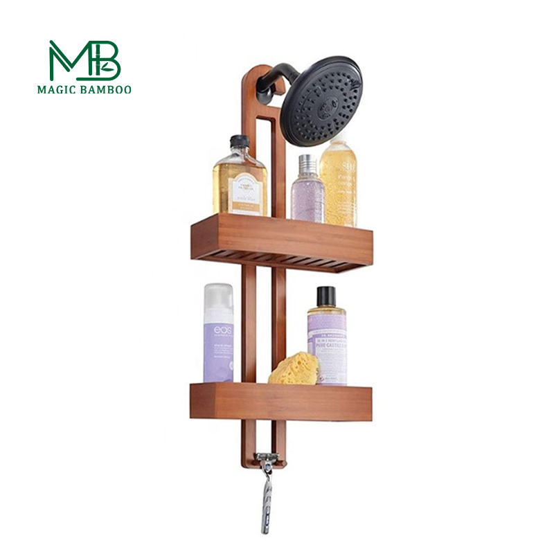 Bamboo bathroom hanging storage rack