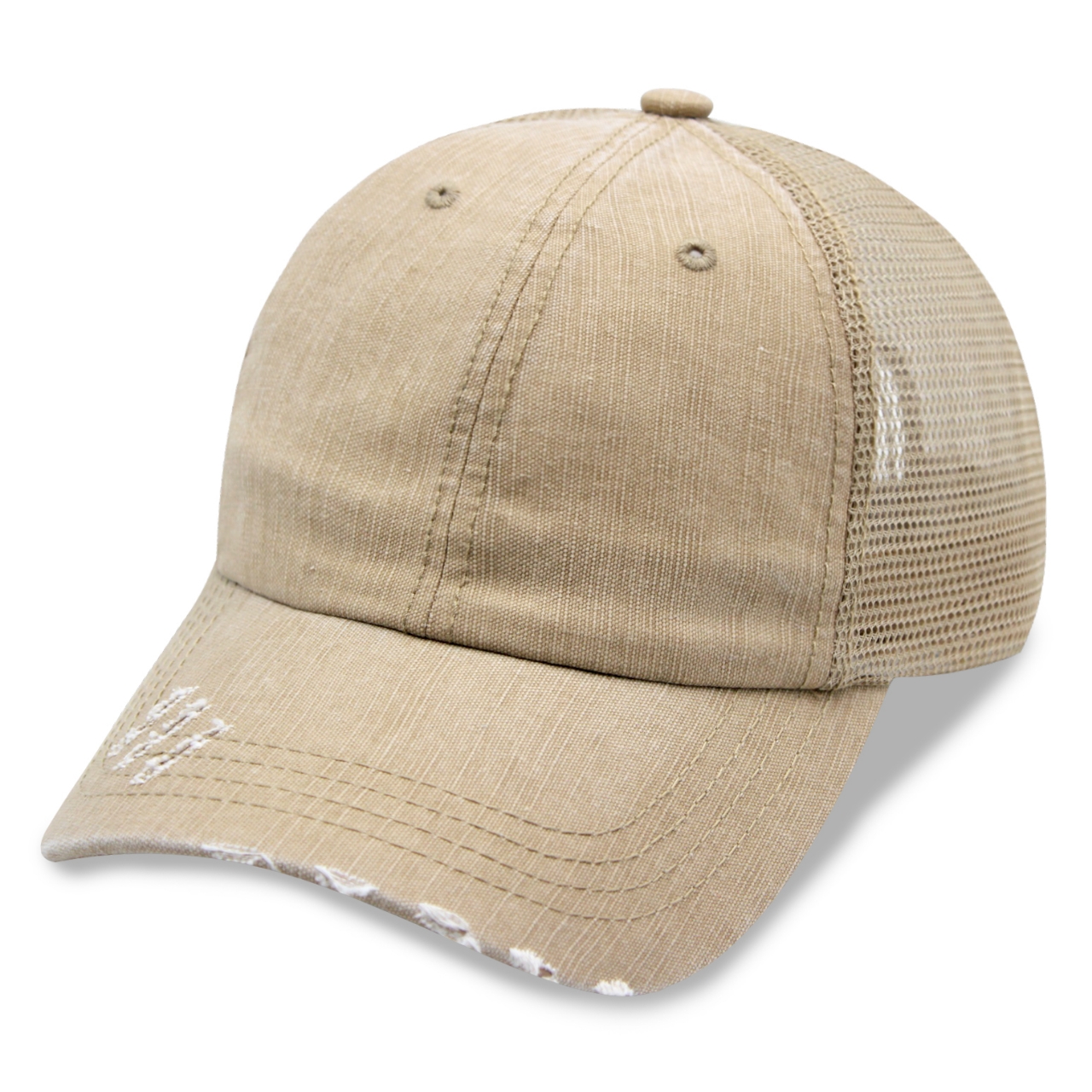 6panel ripstop diresressed mesh cap