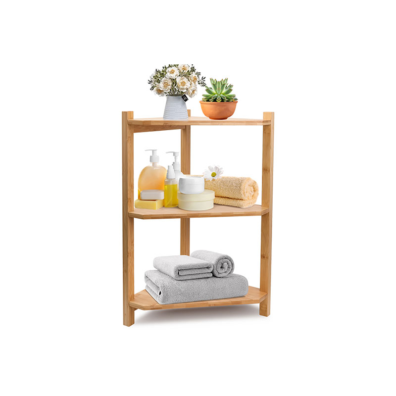Bamboo bathroom corner three-tier shelf