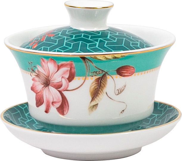 Bowl tea fine bone china dark green-Spring whisper