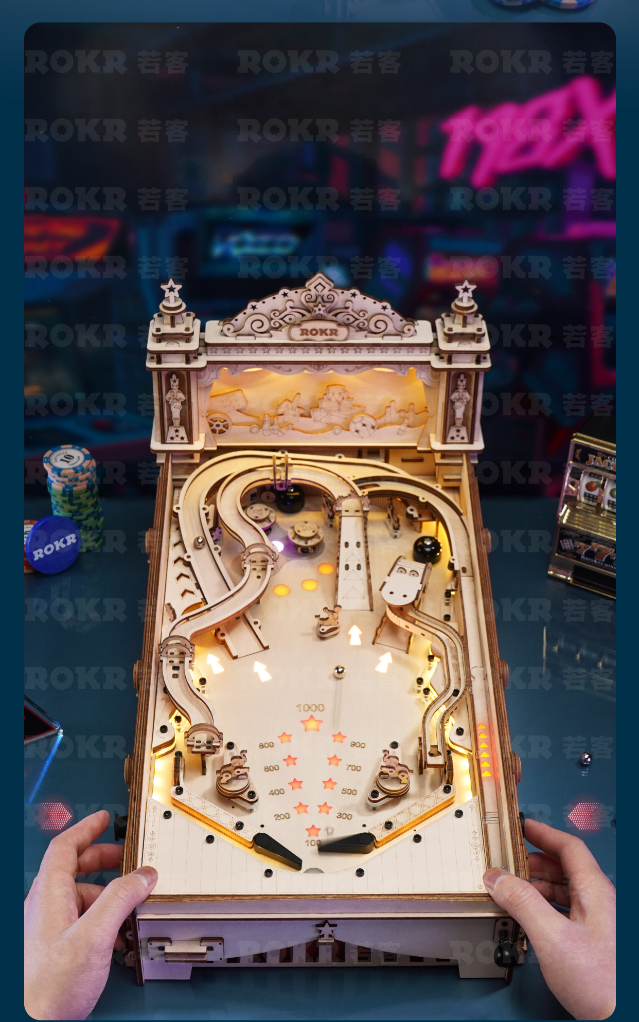 ROKR 3D Pinball Machine 3D Wooden Puzzle EG01