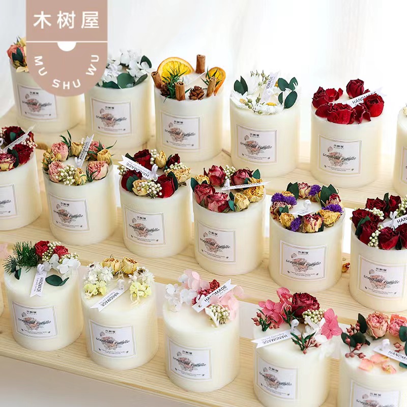Wholesale Scented Candles Custom Logo and Packaging Natural Soy Wax Scented Candle with Dried Flower