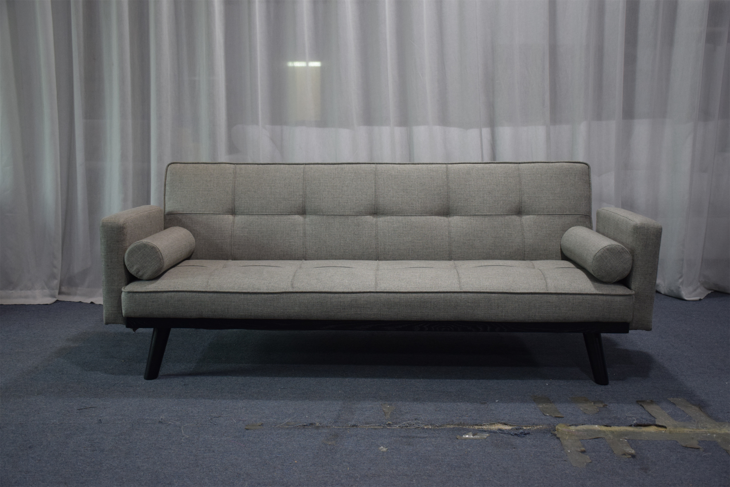 Plasticwood leg armrest sofa bed with headrest