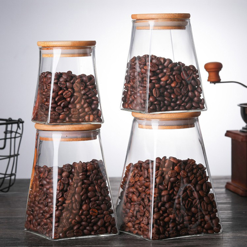 New luxury design acacia wooden lid glass spice jar