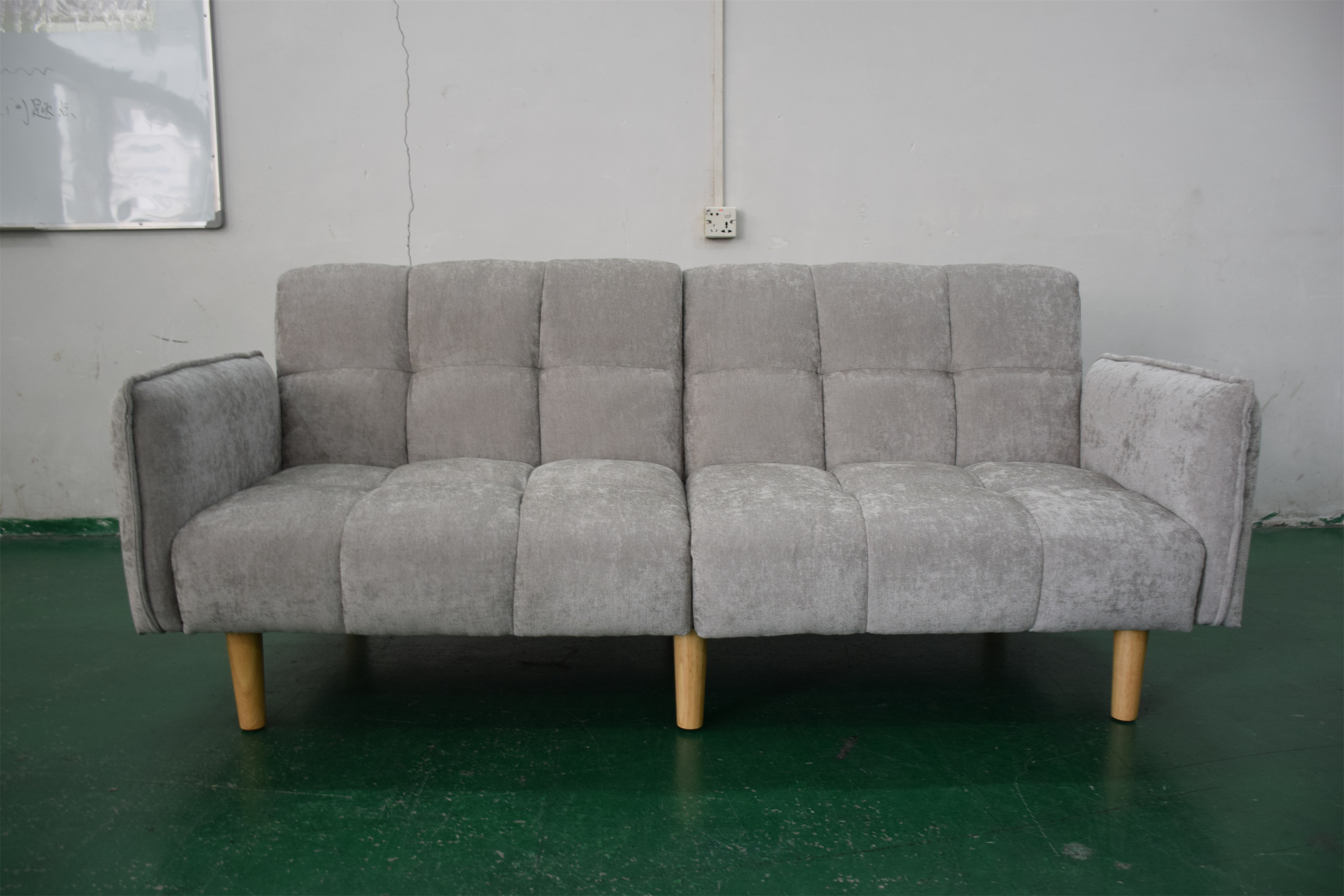 Home Furniture Contemporary Style 3 Seater Sofa Light Grey Velvet Upholstered comfort sofa
