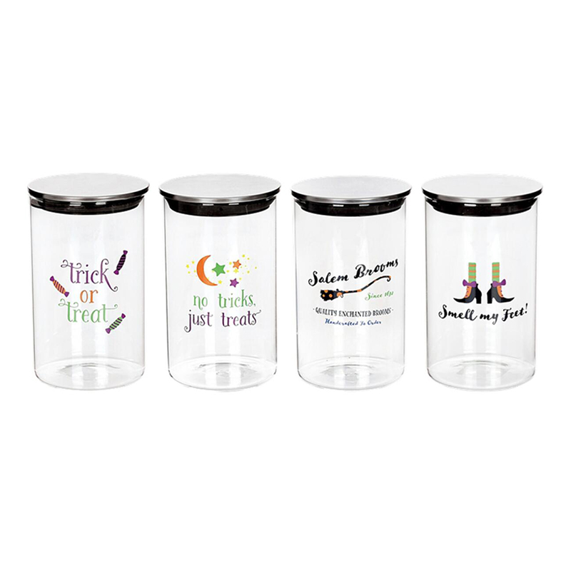 High borosilicae glass airtight storage jar with metal lid
