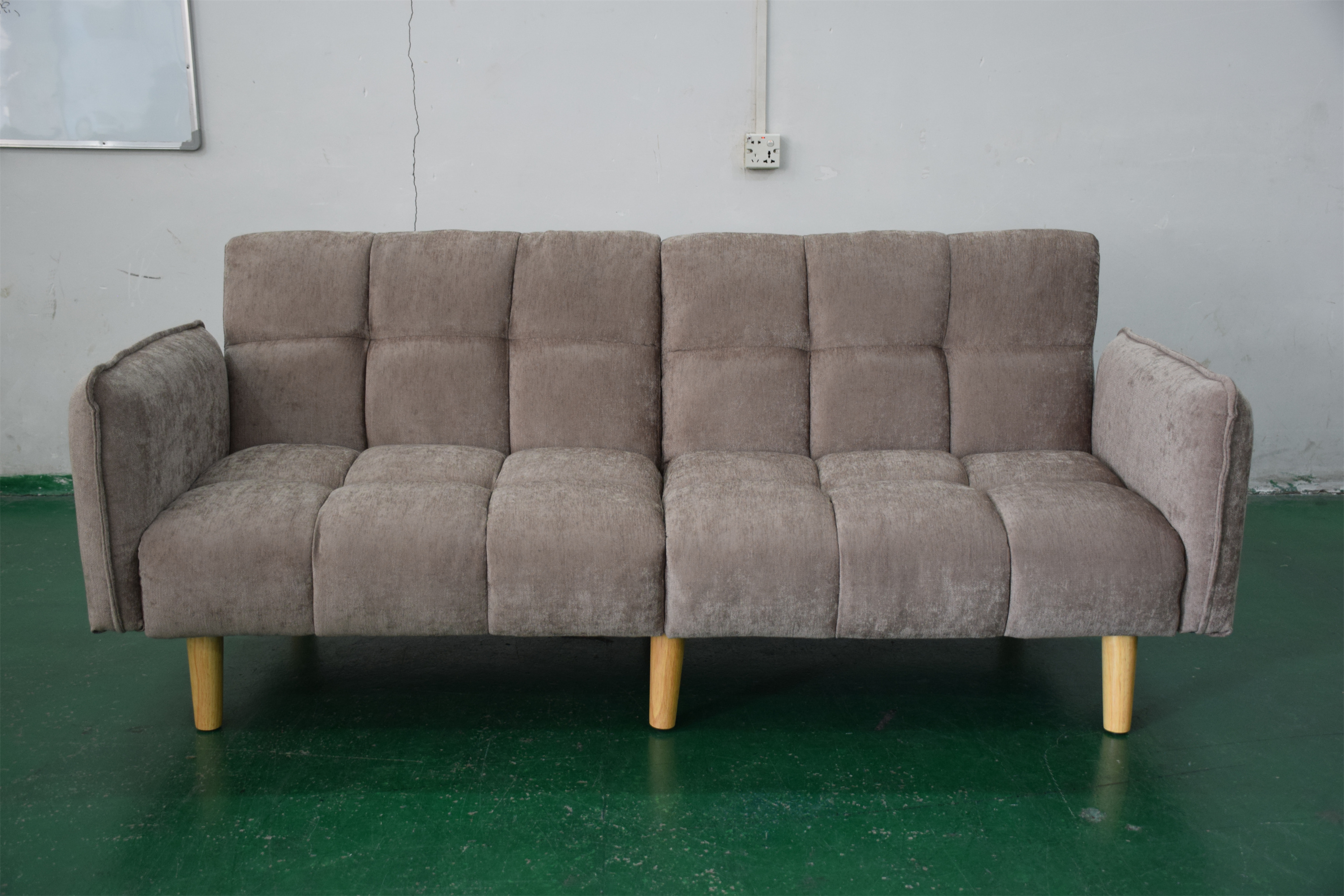 Home Furniture Contemporary Style 3 Seater Sofa Light Grey Velvet Upholstered comfort sofa