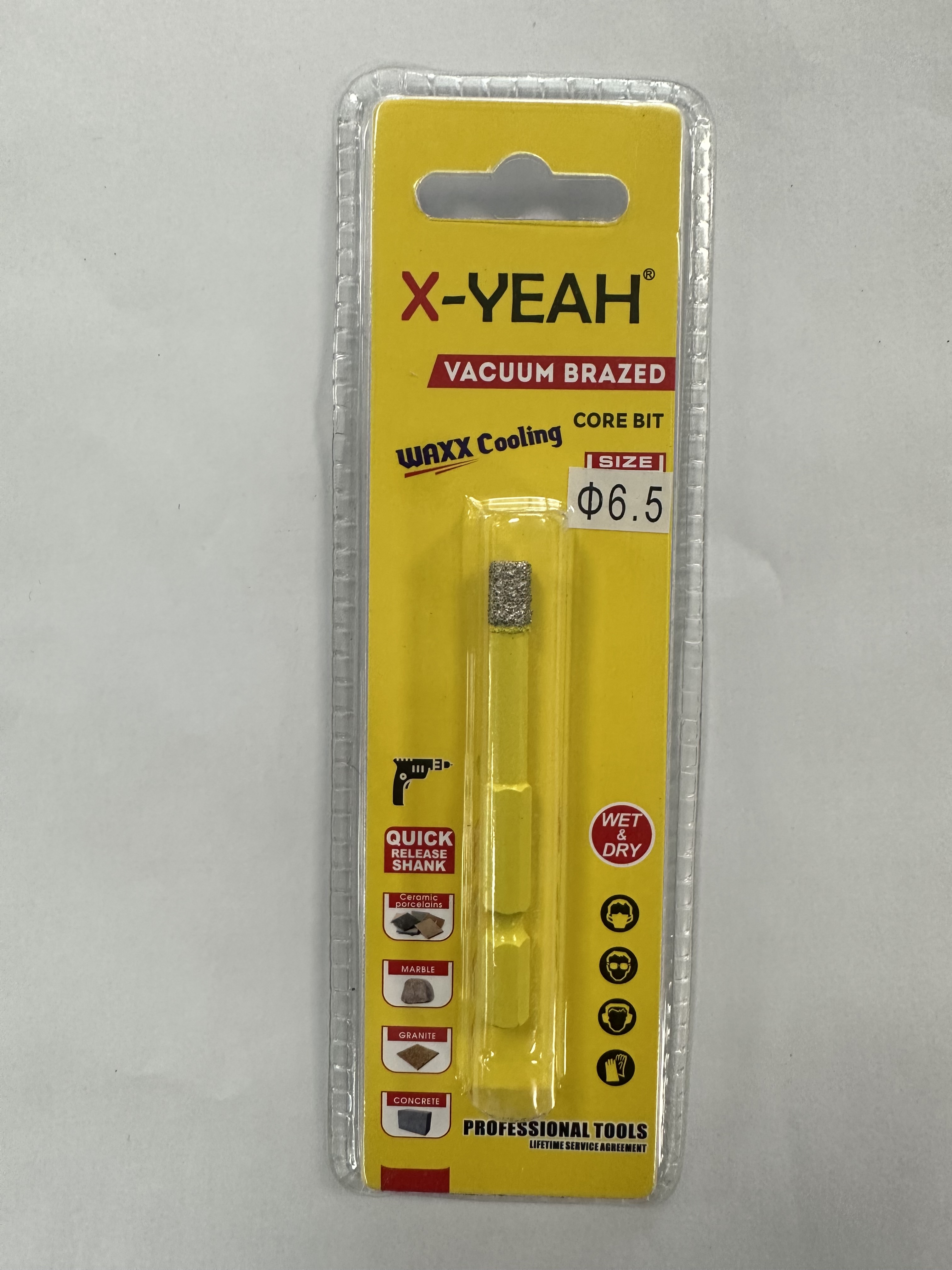 X-YEAH Quick-plug 6.35mm hex vacuum brazed diamond core bit with waxx cooling