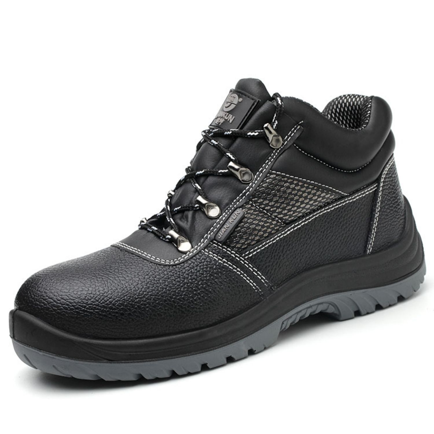 Jiankun safety boots with genuine cow leather and PU outsole