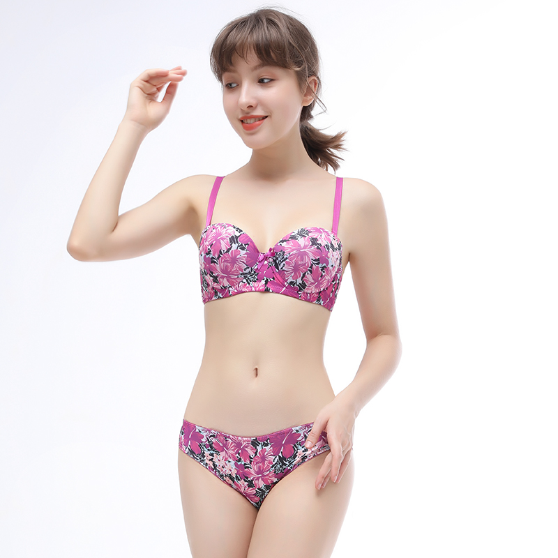 Comfortable breathy Print Color push-up underwear set