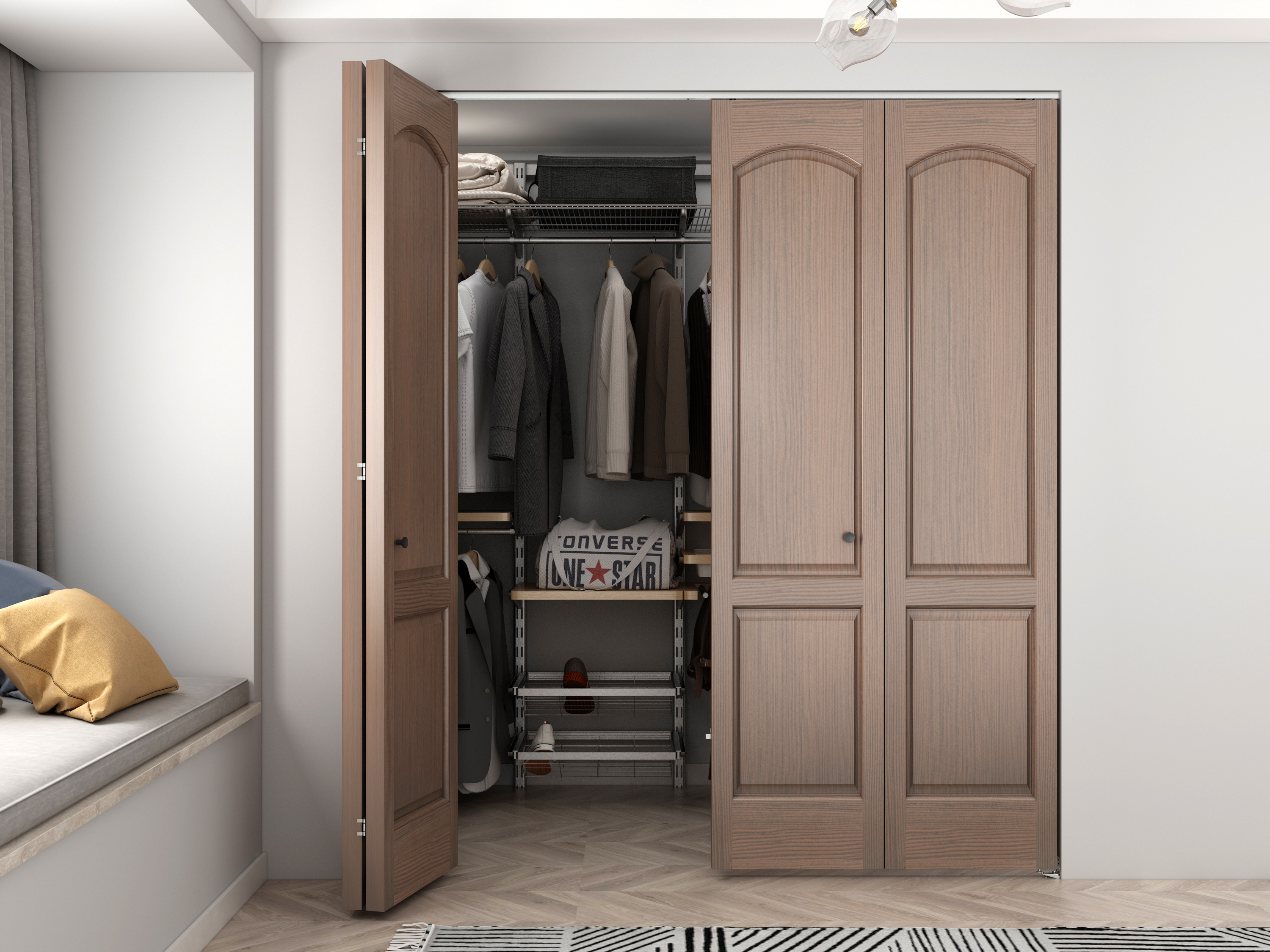 Double bi-fold closet door galvanized steel hardware kit