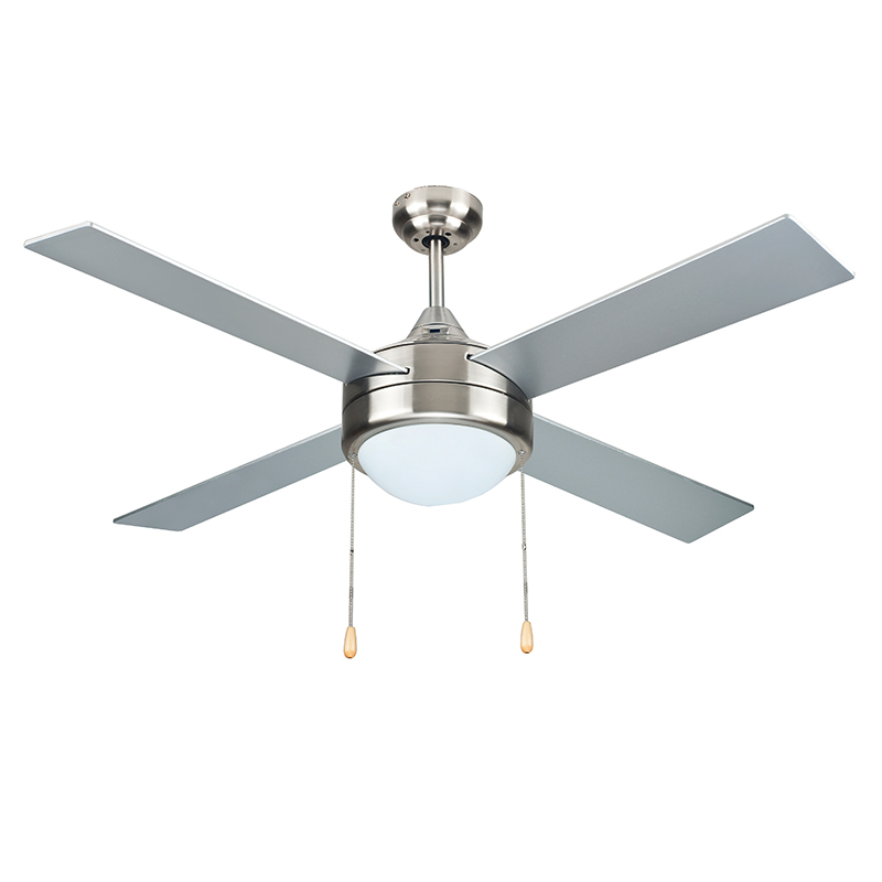 52 inch Home Decorative Modern Brushed Nickel Single Light Ceiling Fan